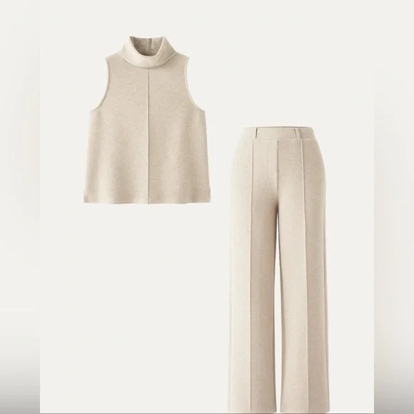 New OGL 2Pcs Set Split Hem Top & High Waisted Straight Leg Pant Size Small - Picture 1 of 1